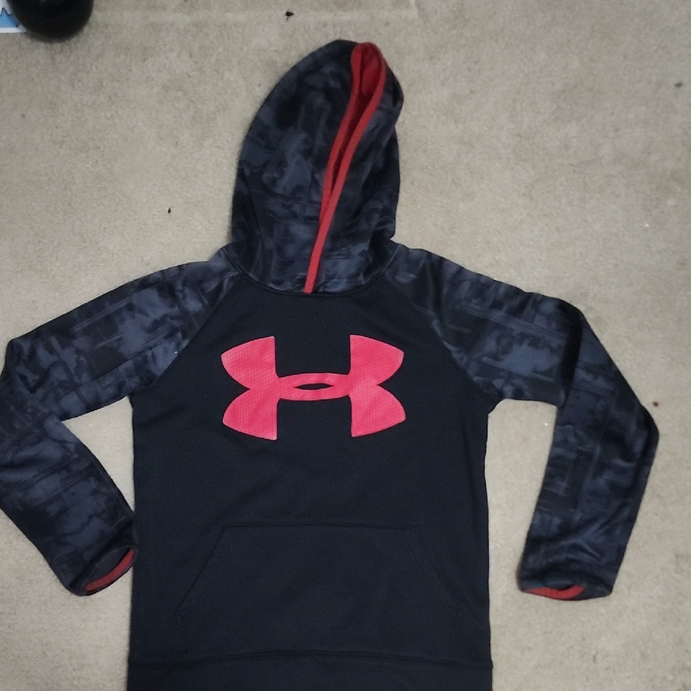 Under Armour Kids' Black Hoodie with Red Logo